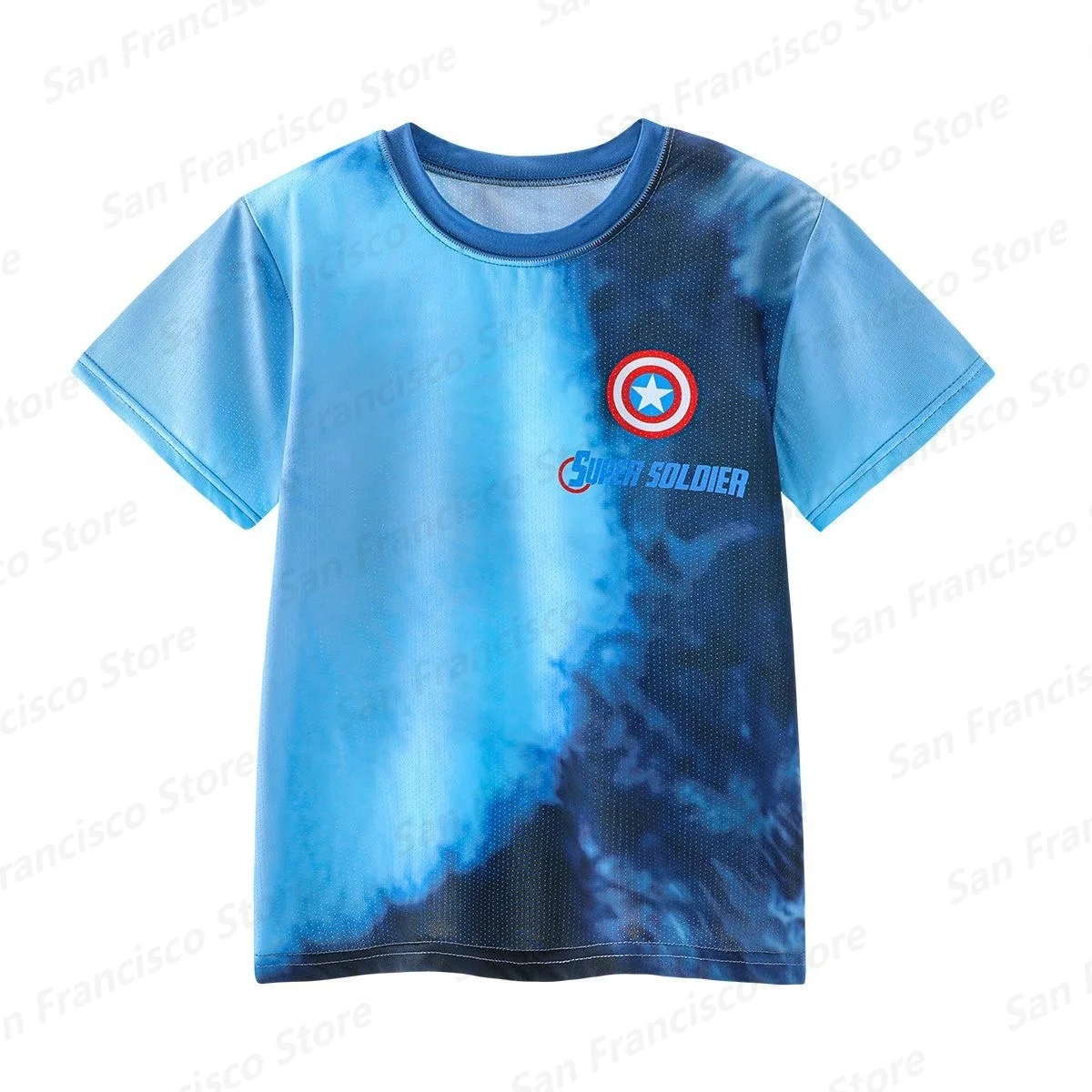 New Summer Boy Marvel Captain America Pattern Outdoor 3D Painted Personality Breathable Short Sleeve KID/Adult Quick Drying Tee