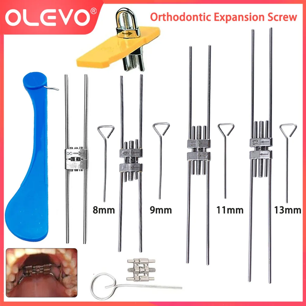 OLEVO Dental Orthodontic Expansion Screws Rapid Palatal Expander Frame Tool Swivel Keys Mini Standard 8/9/11/13m Stainless Steel