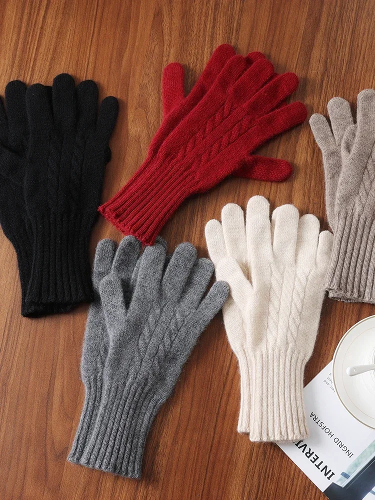 Women Wool Cashmere Gloves Cable Knit Touchscreen Finger Hole ”Don\'t buy, sold out!”