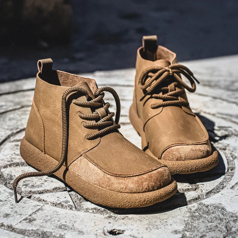 

New Men's Boots Fashion Casual High Top Shoes Classic British Style Comfort Leather Shoes Outdoor Trend Casual Ankle Boots Botas