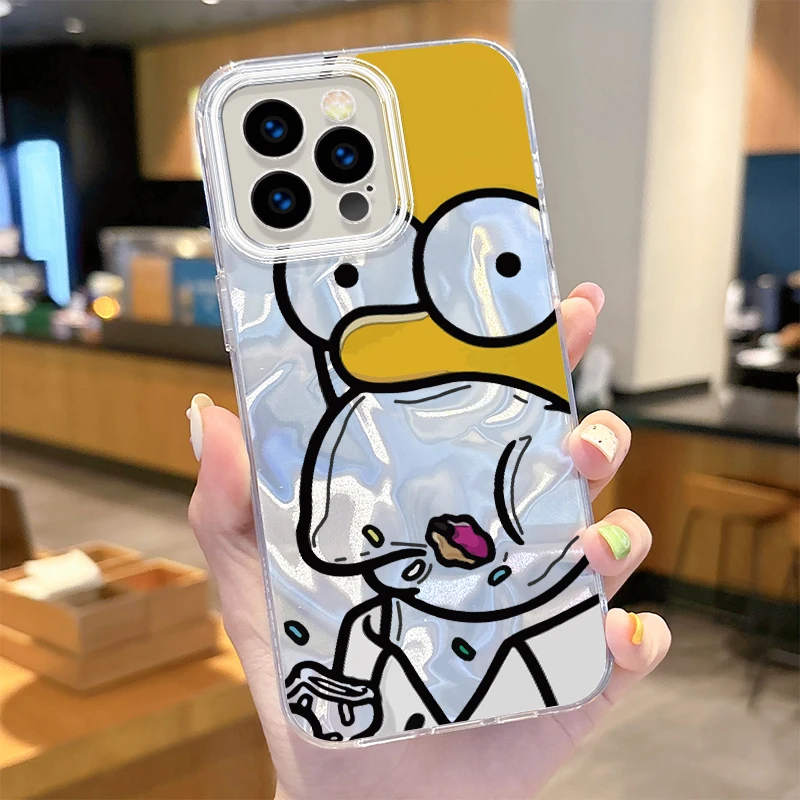 Simpsons Camlet Laser Phone Case for iPhone 16 15 14 13 12 11 Pro Max XR XS X 8 7 6S 6 Plus SE 2020 2022 Hard Shockproof Cover