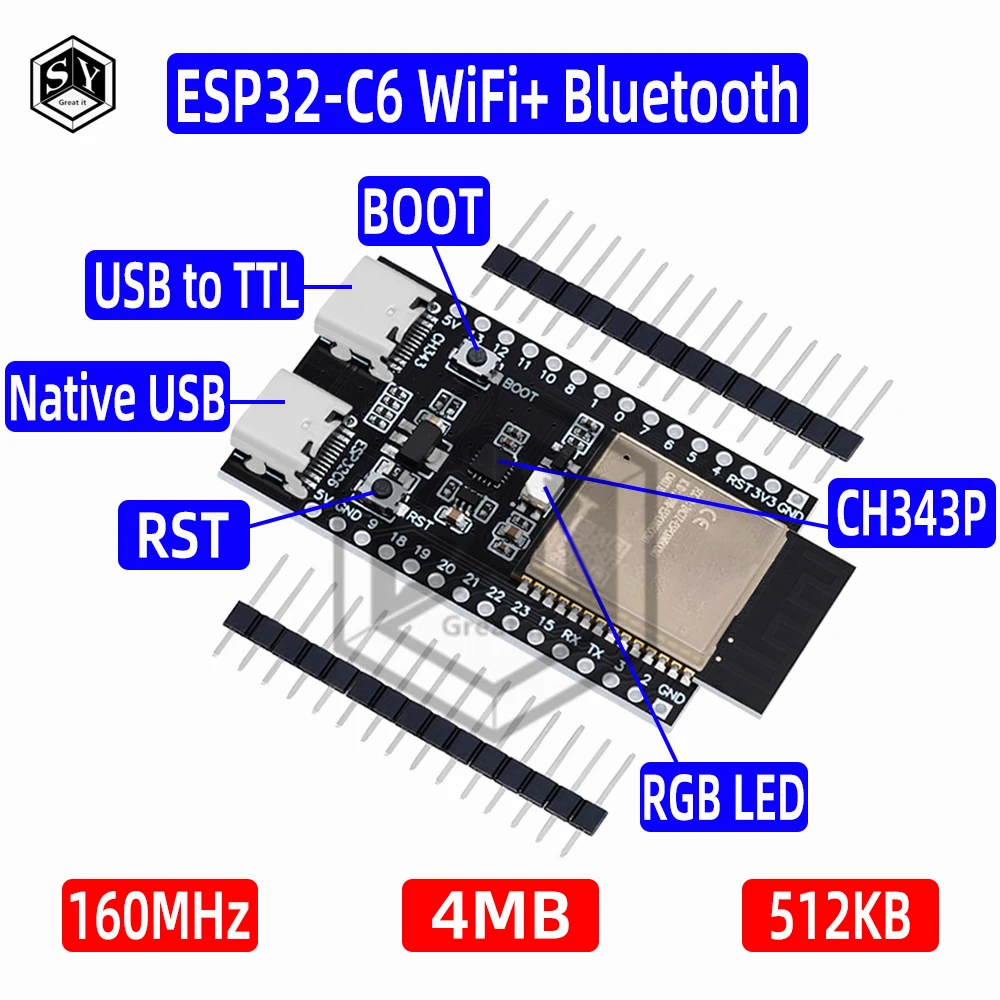 ESP32 / ESP32-C6 WiFi + بلوتوث إنترنت الأشياء المزدوج Type-C مجلس التنمية الأساسية ESP32-C6-Dev-Kit C N16R8 #1