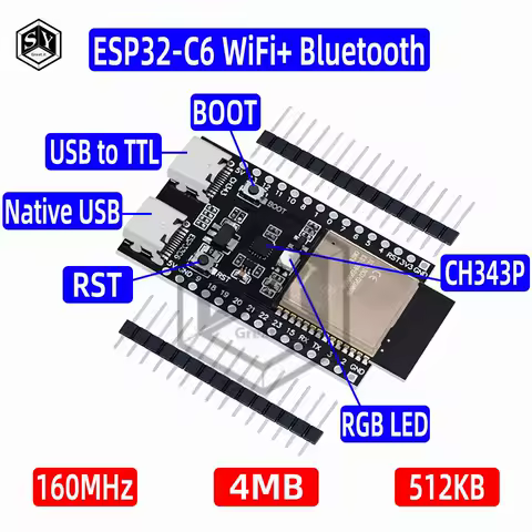 ESP32 / ESP32-C6 WiFi+Bluetooth Internet Of Things Dual Type-C Development Board Core Board ESP32-C6-Dev-Kit C N16R8