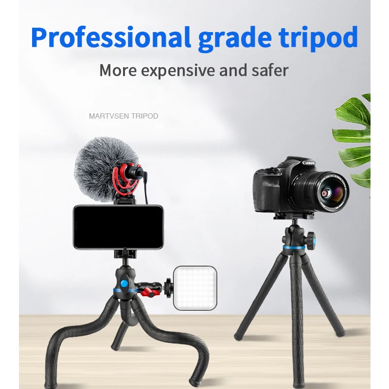 MARTVSEN Octopus Tripod Smartphone Selfie Stick Mini Flexible Tripod Phone Stand GoPros Ball HeadFor iPhone DSLR Digital Camera