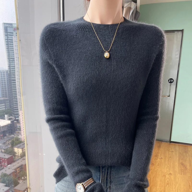 24 autumn and winter 100% pure wool female semi-turtle neck new slim temperament bottoming knitted cashmere sweater