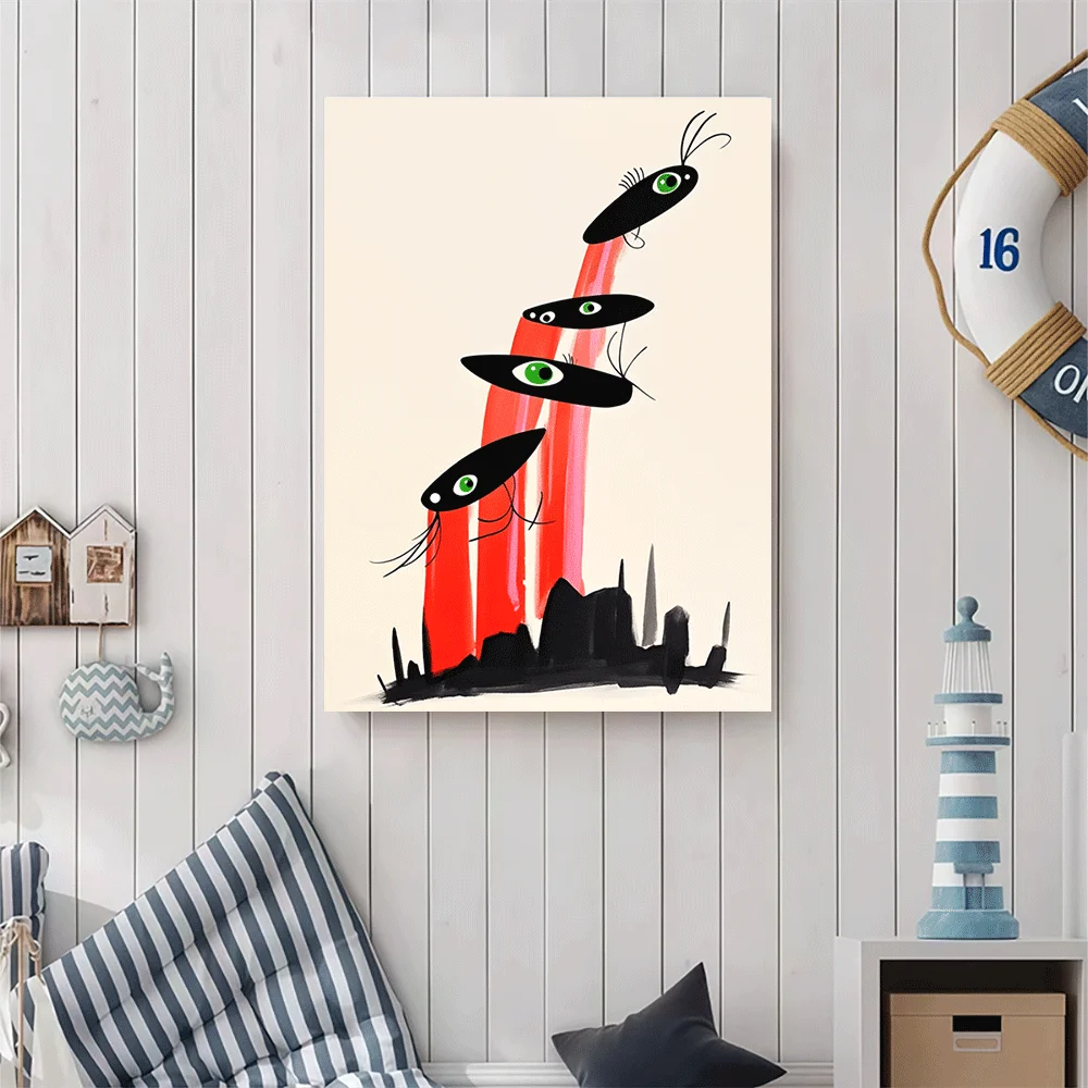 1PC-Unframed Canvas poster wall decoration  Abstract Eye Art Red Stream Black Shapes Modern Wall Decor Print