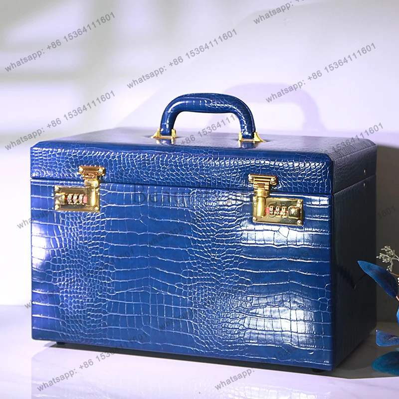Large capacity jewelry box password lock European princess Korean wooden Treasure box jewelry  storage