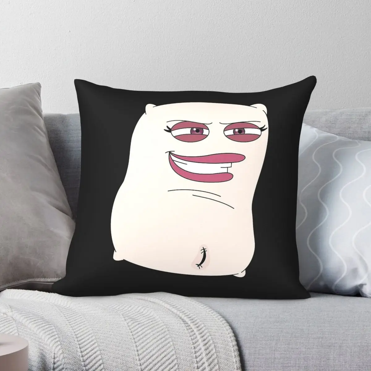 Funda de almohada cuadrada Big Mouth Pam, funda de almohada decorativa con cremallera, de poliéster, lino, terciopelo, estampada, para sofá, 18 pulgadas