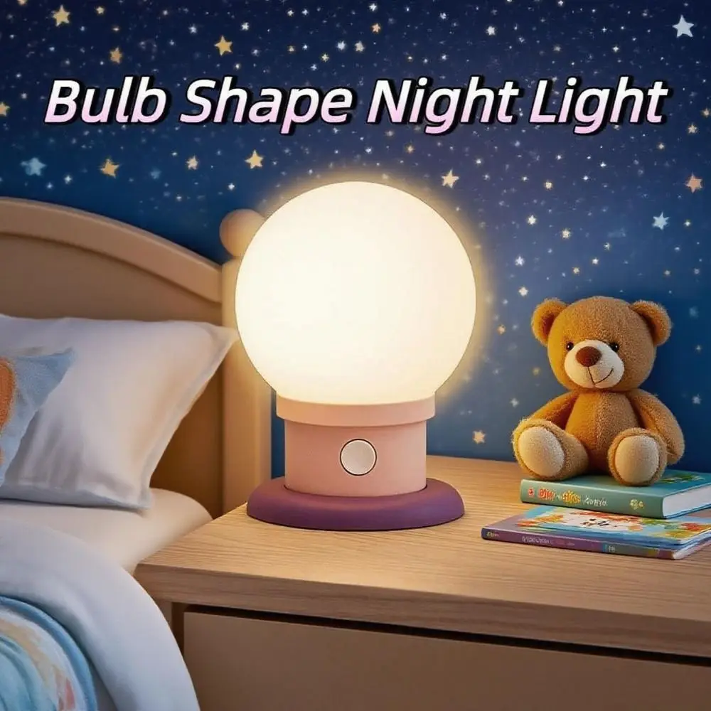Lampu Malam Bentuk Bohlam Dapat Diredupkan Tahan Lama Lampu Suasana LED Romantis Waktu USB Isi Ulang Lampu Samping Tempat Tidur Gaya Nordic Restoran
