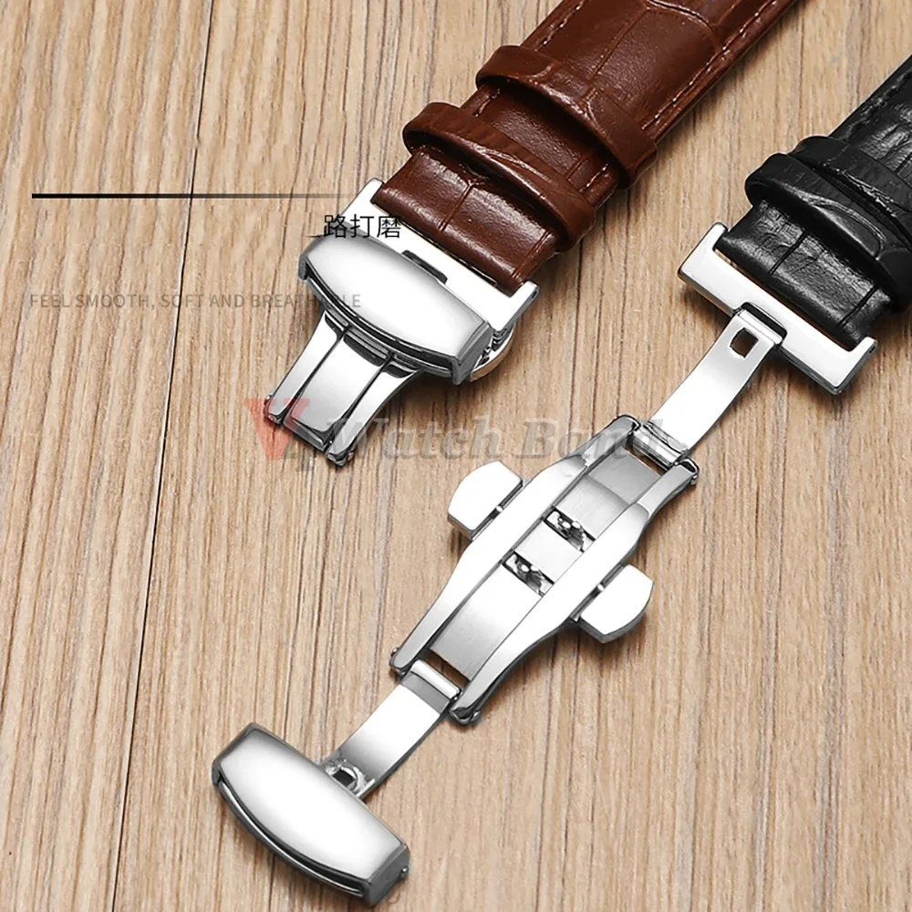 18mm 20mm 22mm 24mm Crocodile Pattern Straps for Wrist Bracelet for Seiko Vintage Leather Watch Band for Omega Butterfly Buckle