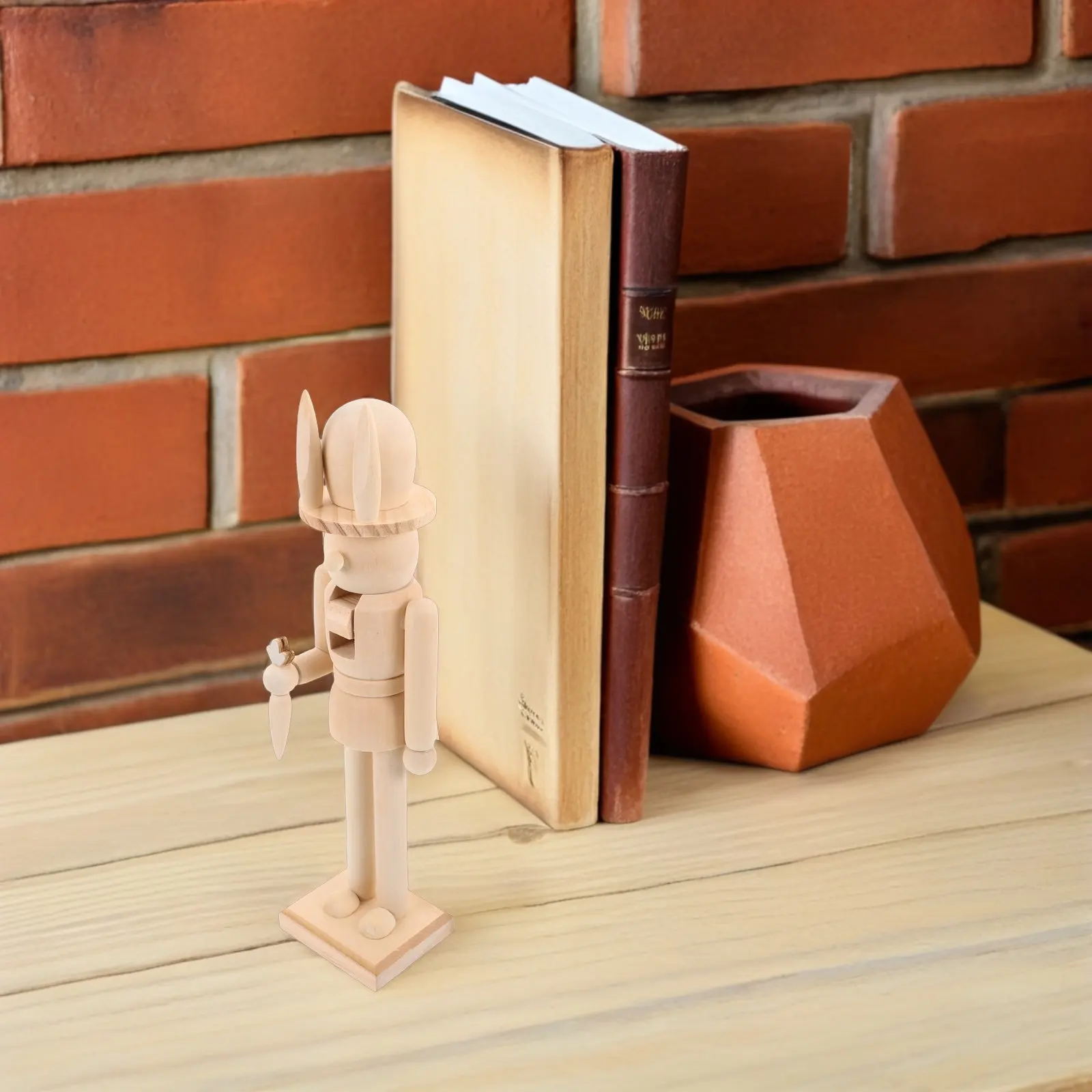 

Easter Bunny Nutcracker Soldier 12.20x2.95x2.95in Unpainted Wooden Craft Centerpiece Handmade Rabbit Decoration for Spring