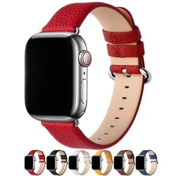 Fullmosa Litchi Leather for Apple Watch Band 38/40/41/42/44/45/49mm cowhide Strap for Apple Watch Ultra 2 Series 9 8 7 6 5 SE 2