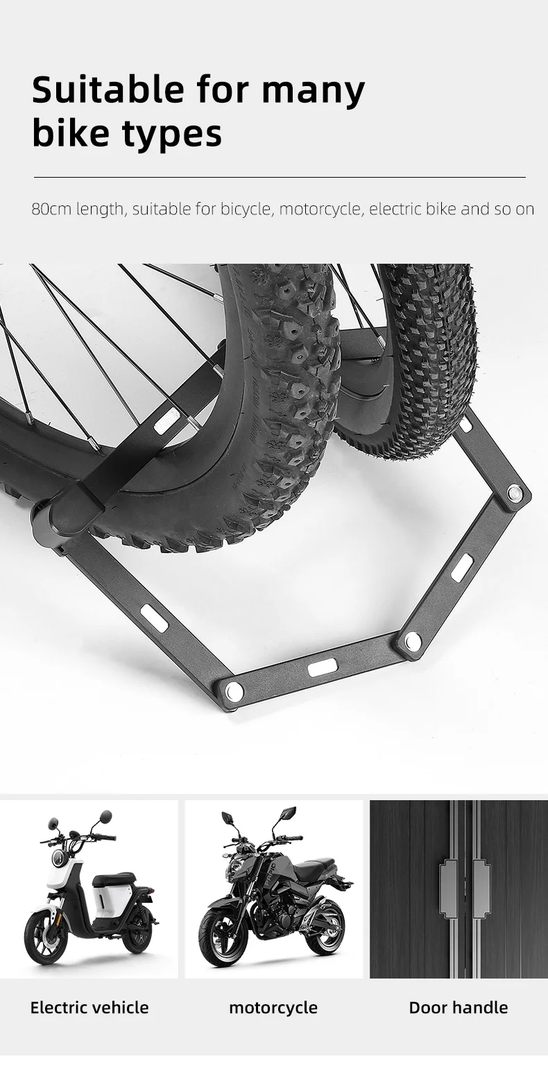 WEST BIKING Fahrrad-Faltschloss Diebstahlsicher MTB Rennrad-Schloss Hochsicheres Fahrradkettenschloss für Motorrad Roller E-Bike – Detail 13