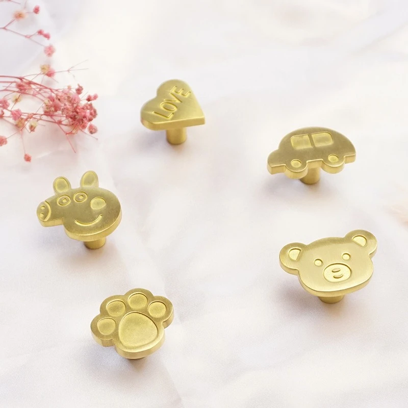 

Solid Brass Knobs for Furniture Golden Children's Room Decoration Knobs and Handles for Drawers Dresser Shoe Cabinets Pulls