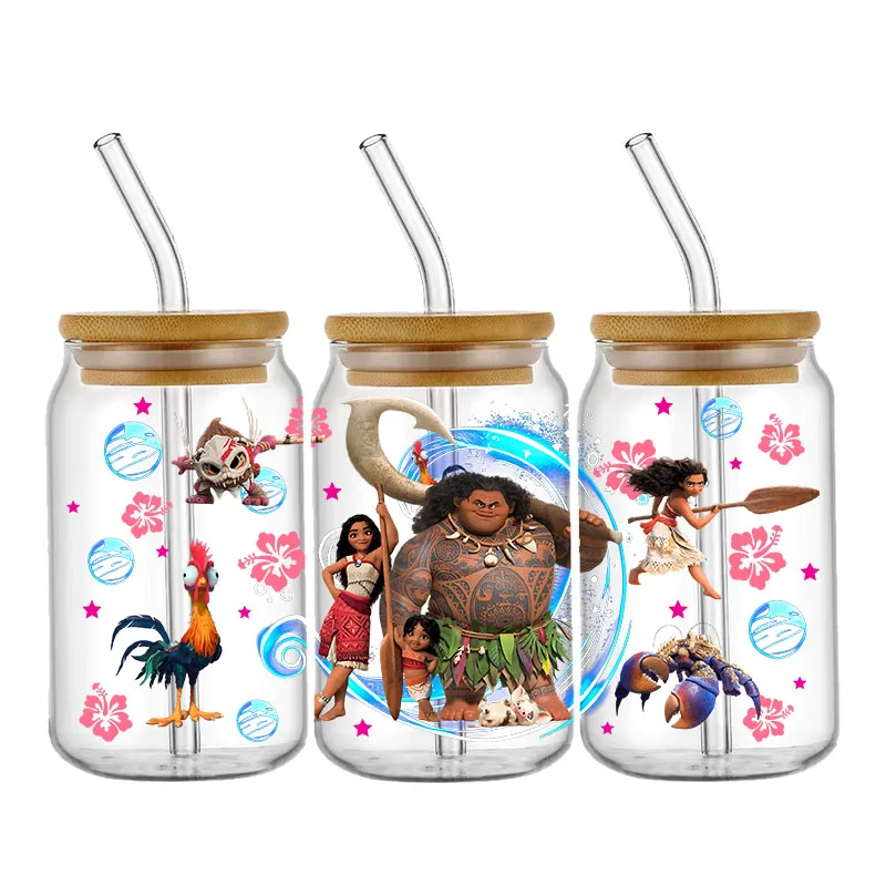 Disney Moana 2 Princess 16oz Sticker Cup Cool Personalize UV Wrap Transfer Sticker Custom Label DIY Logo Selfadhesive Waterproof