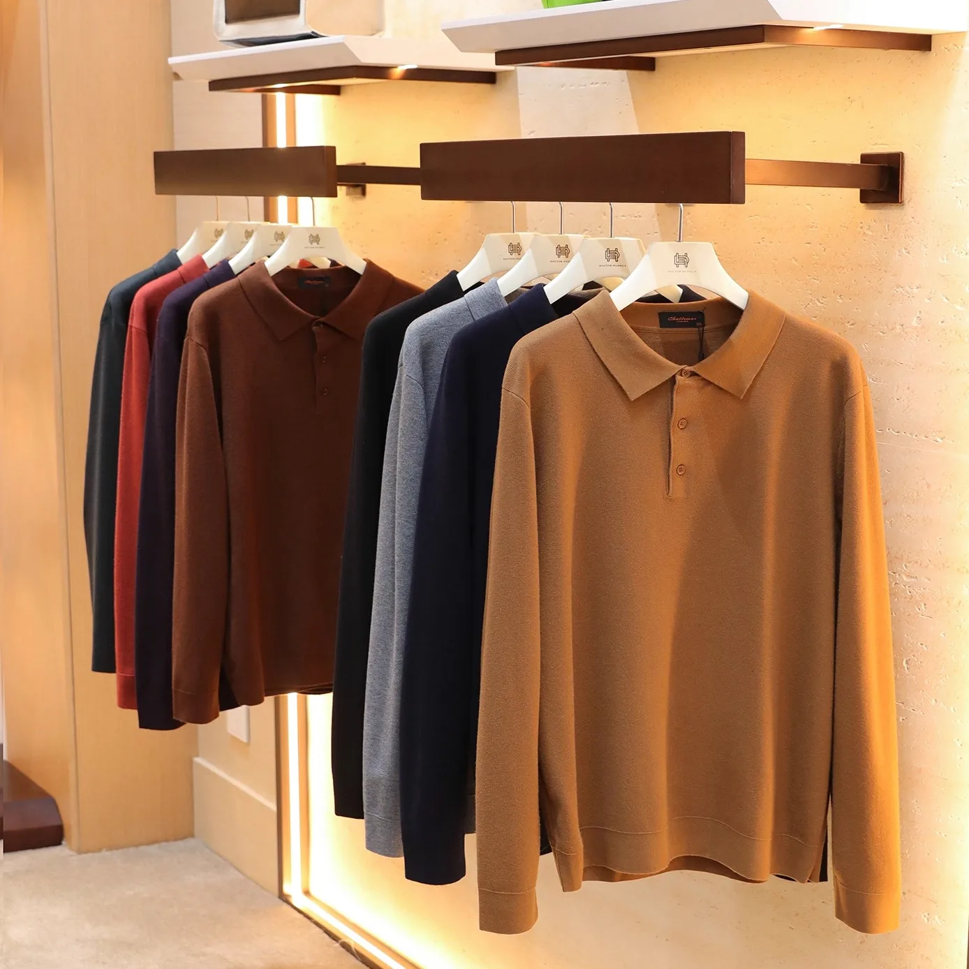 

High-End Men's Knitted Long Sve irt Wool Blend Mélange Layering Casual Sle Busin Casual Warmth Comfort