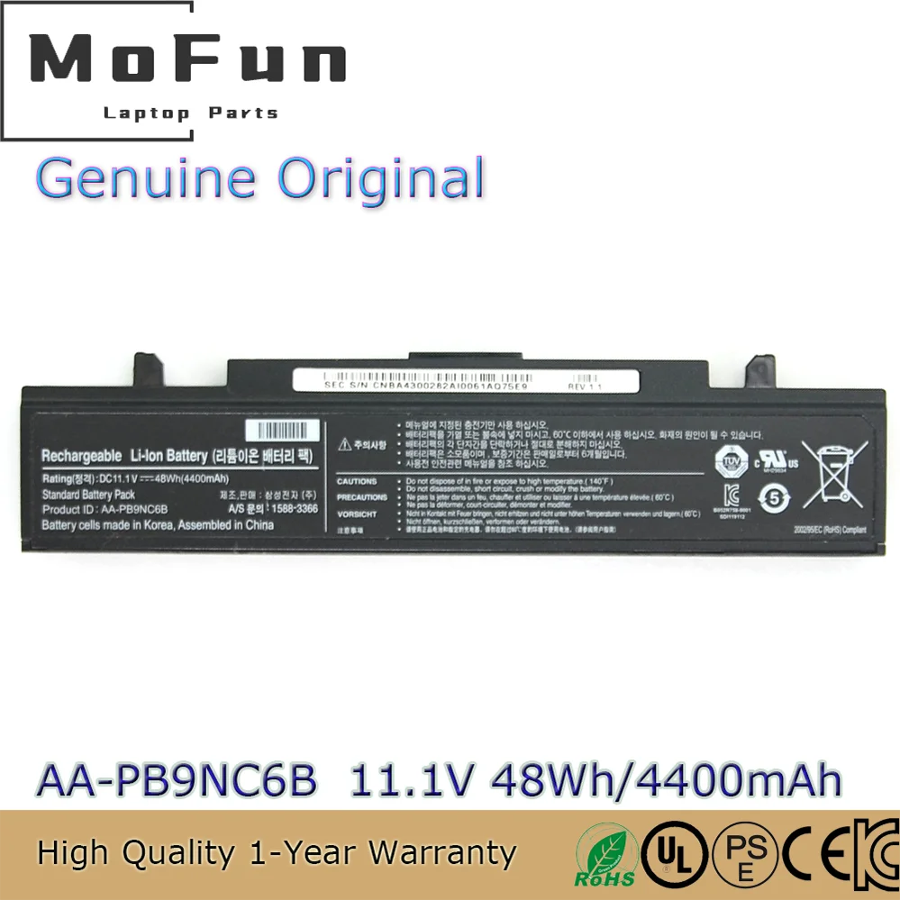 Original AA-PB9NC6B 11.1V 48Wh Laptop Battery for Samsung R428 R430 R468 R523 R525 R538 R580 R730
