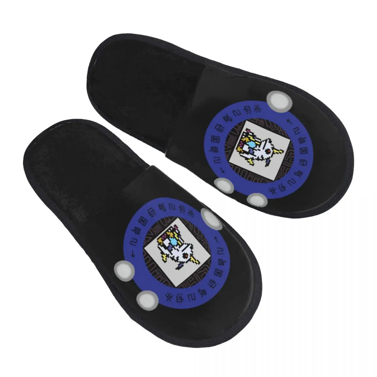 Digivice Matt Blue Digital Monster Digimon Indoor Slippers with Memory Foam Slipper Gift for Unisex House Shoes
