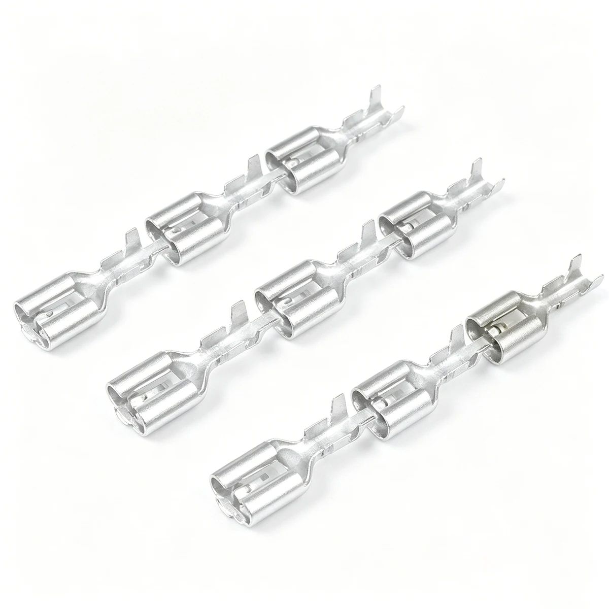 250Type 6.3mm Female Spade Connectors Locking Crimp Terminals Continuous Strip Non-insulated Wire Connector for Auto Electrical
