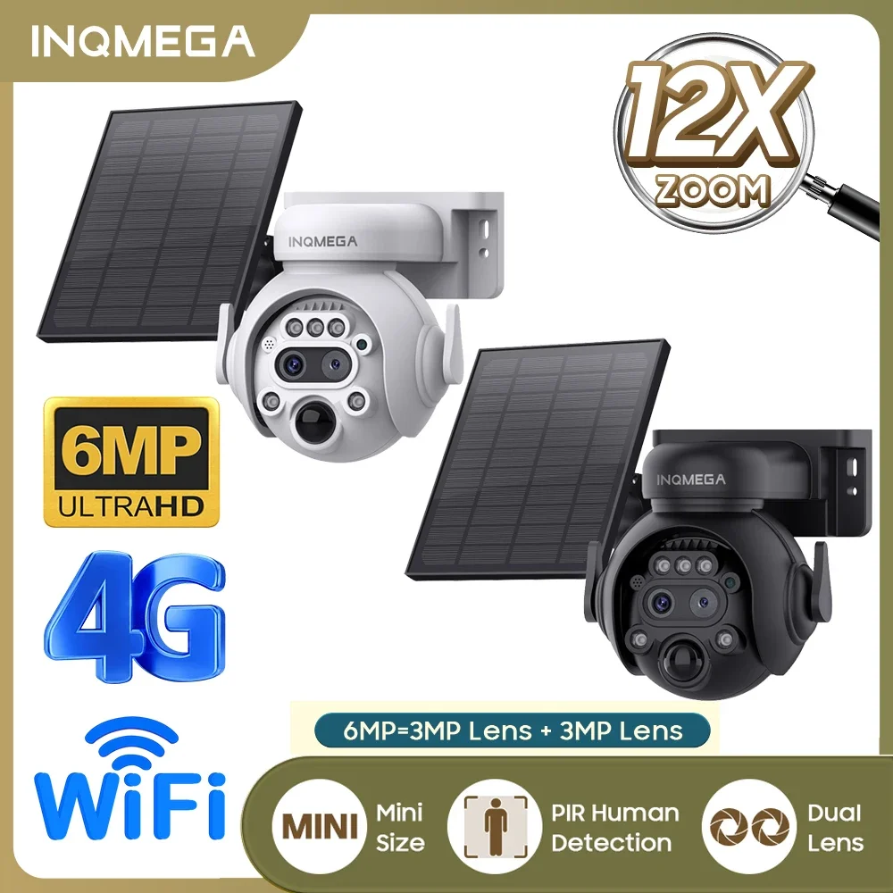 

INQMEGA 6MP 12X Solar Camera Outdoor Security Camera 7800mAh Rechargeable Battery 5W Solar Panel PIR Human Detection PTZ Camera