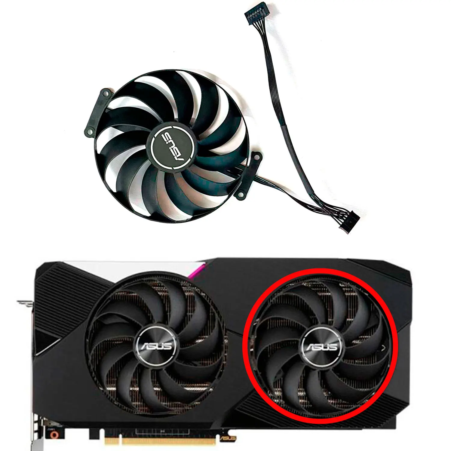 ASUS RTX 3070 3060 Ti 듀얼 OC 선풍기 GPU 선풍기, C1010U12S 95mm, 7 핀, DC 12V, 0.45A, 2 팬, 신제품