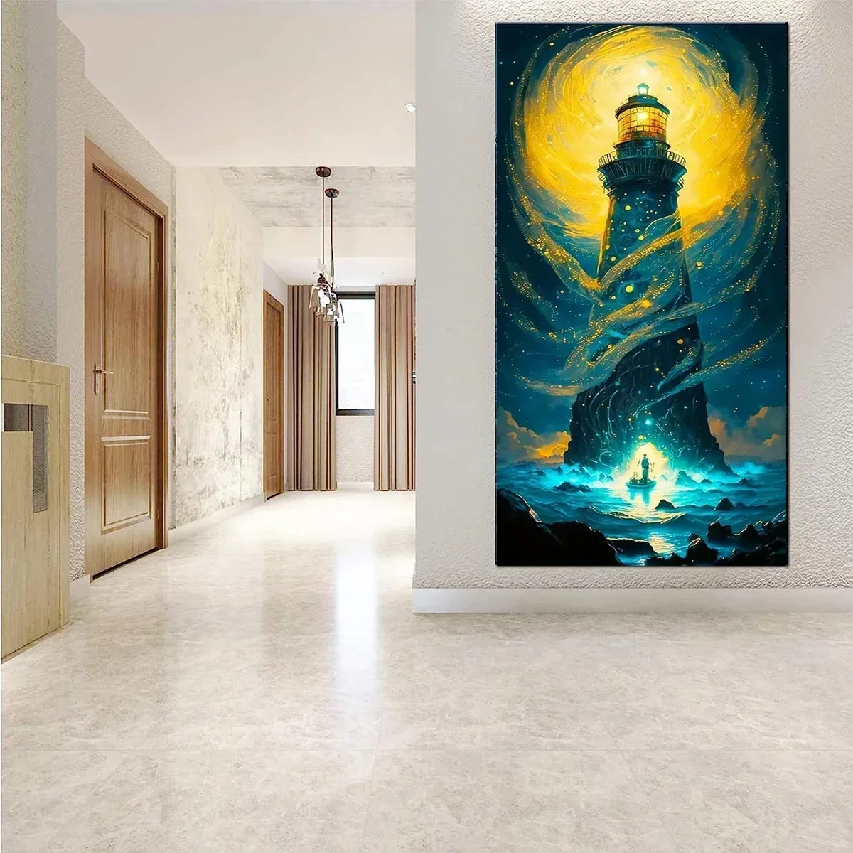 DIY 5D Diamond Painting Kit Lighthouse in The Distance- Perfect Gift for Handmade Home Decor