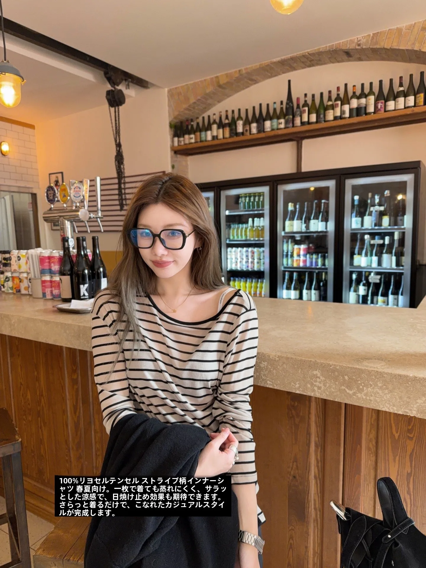 

Асимметричная дышащая рубашка с полосками для женщин, весенняя, 100% лиоцелл, повседневная, универсальный крой, с высокой талией, Lo...