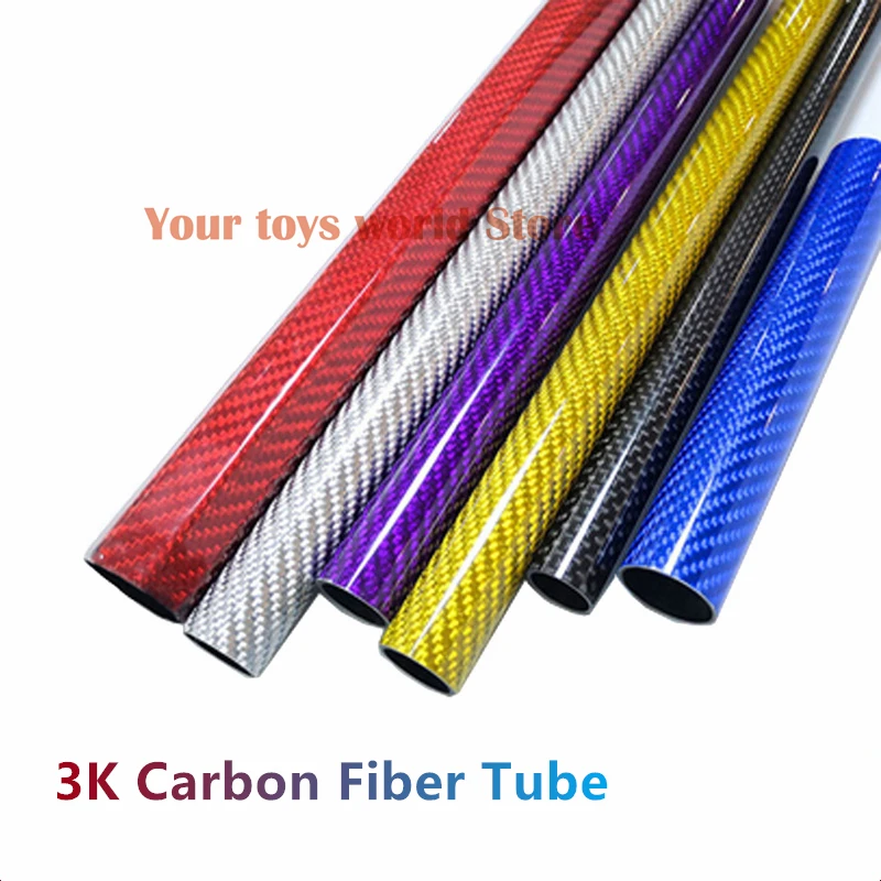 

2 шт., 3K трубка из углеродного волокна, 10-30 мм, цвет, настоящая высокая композитная твердость, материал, гладкая поверхность, синий, красный, зеленый, желтый, длина 500 мм