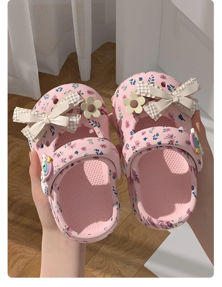2026 Kinder Mädchen Einfarbige EVA-Clogs Kinder Prinzessinnen-Stil Schleifendekoration Slip-on Sandalen Riemen Rutschfeste Gartenschuhe – Detail 11