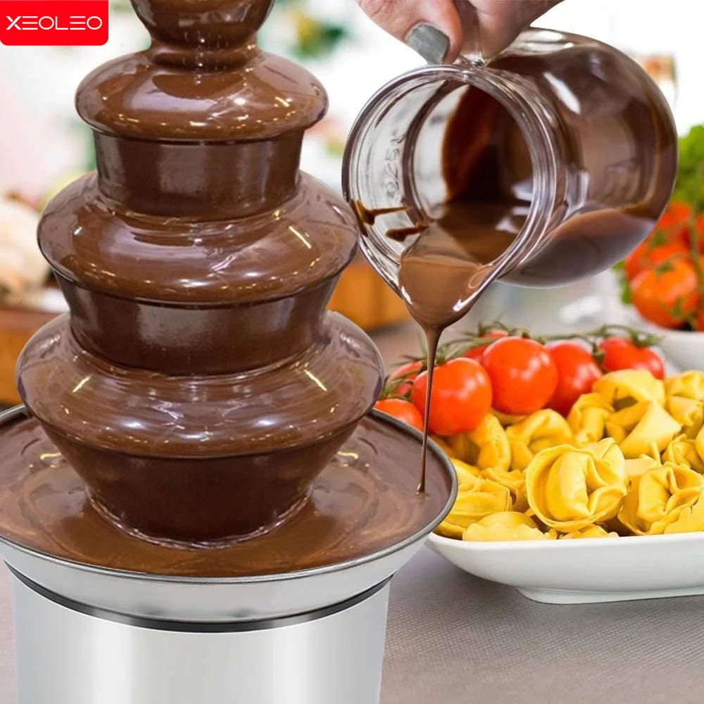 XEOLEO 전기 초콜릿 분수 제조기 기계 300W 4 계층 초콜릿 분수 폭포 기계 녹는 온난화 기능