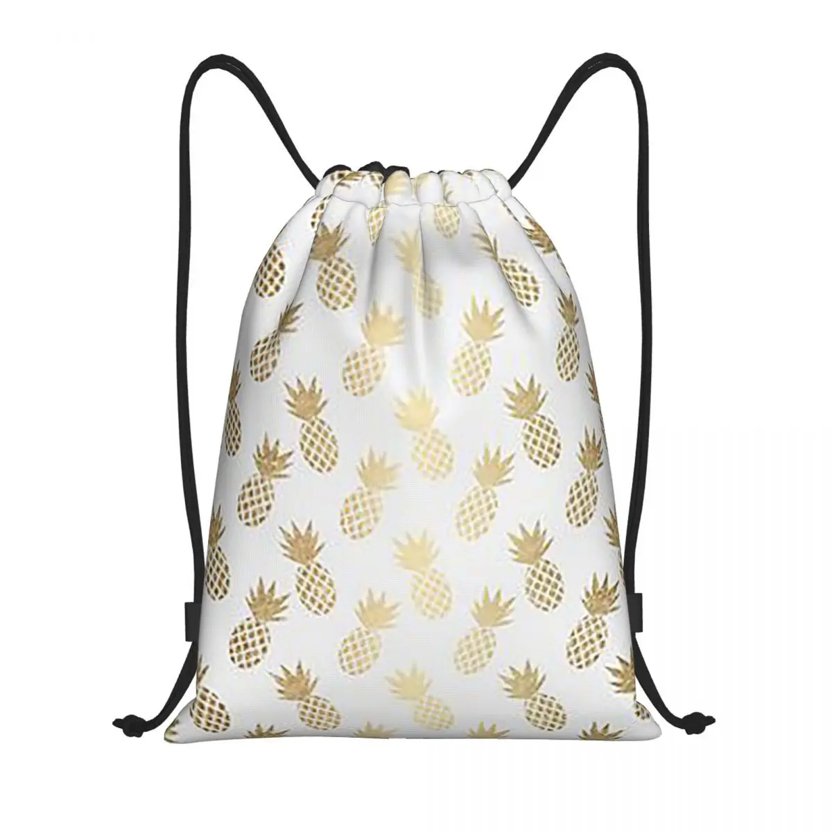 

Gold Pineapple Pattern Backpacks Multi-function Drawstring Bags Sports Bag Book Bags for Travel Students