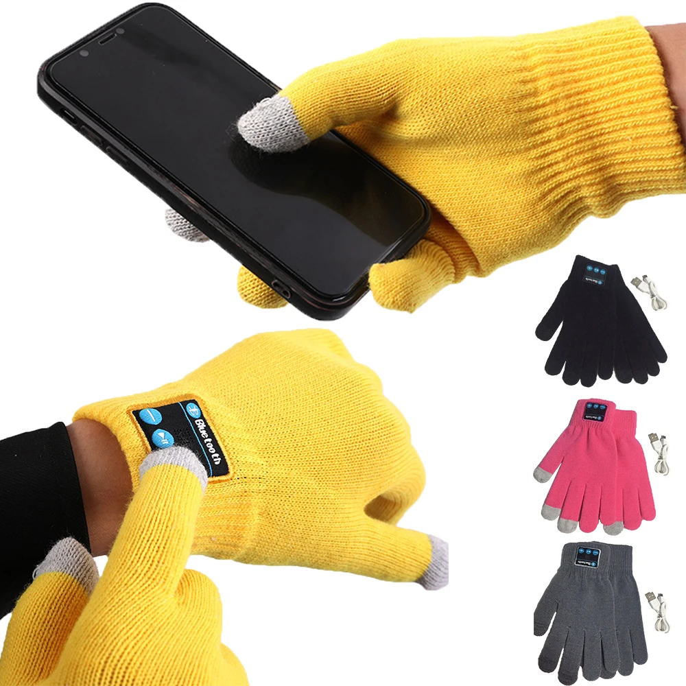 Smart Phone Touch Screen Gloves Winter Thicken Knit Bluetooth Gloves Warm Full Finger Glove Music Bluetooth-compatible Mittens