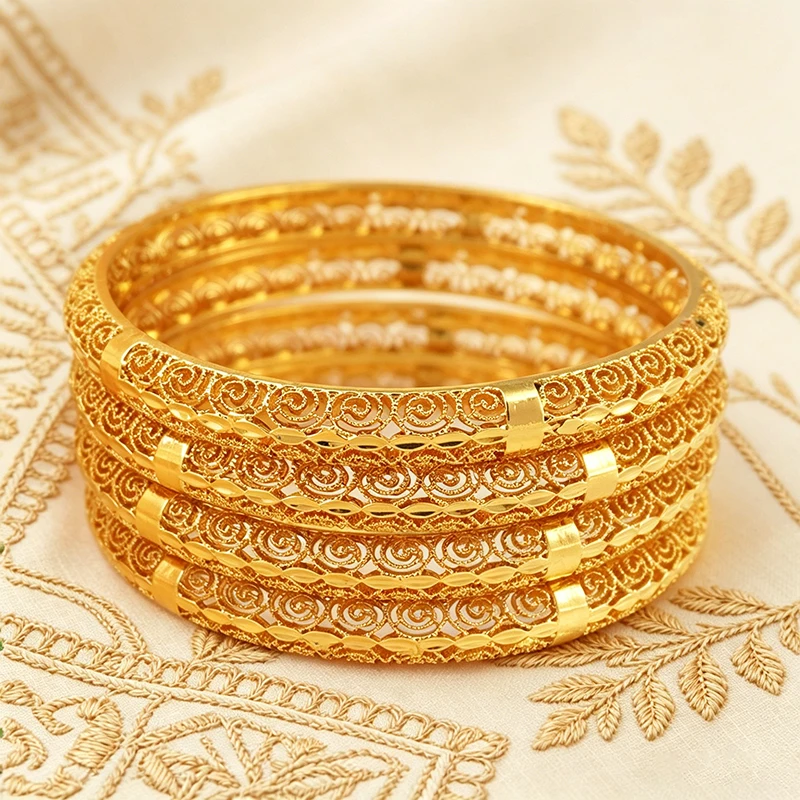 Hollow flower shaped bracelet, Middle Eastern wedding closure bracelet, Ethiopian bride golddn cuff bracelet