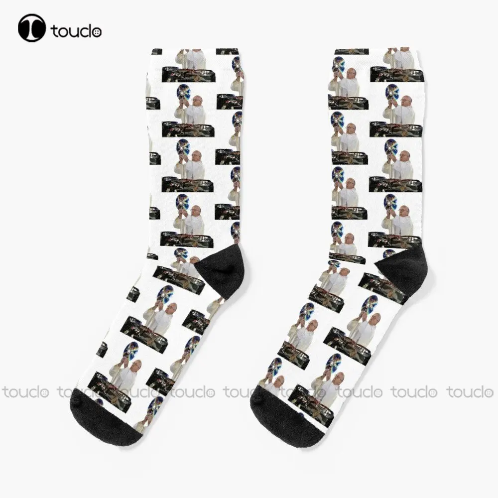 Dj Earth Pope Francis Edm Holy Father Pope Francis Socks Socks Women Christmas New Year Gift 360° Digital Printing Streetwear