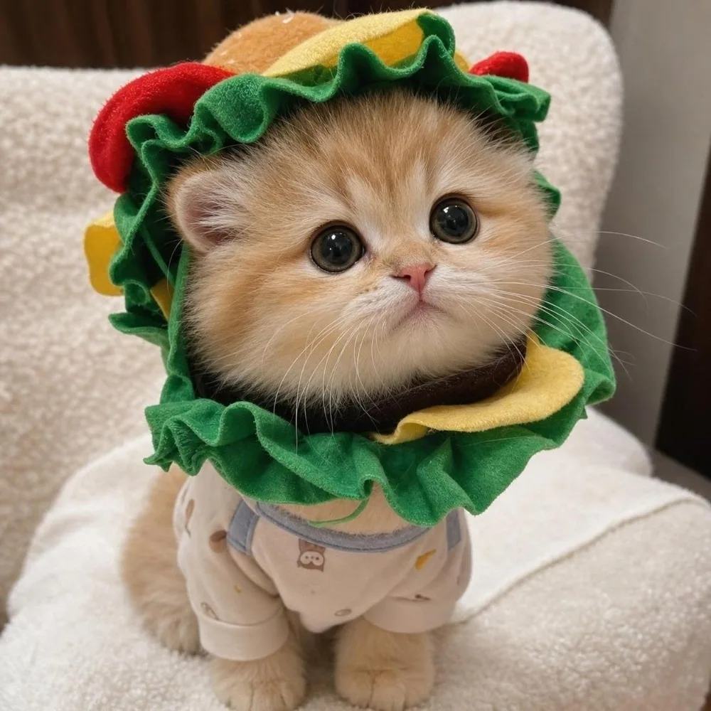 Party Hamburger Pet Burger Hat Cross Dressing Cosplay Dog Costume Hat Funny Adjustable Cat Headgear Halloween Dress Up