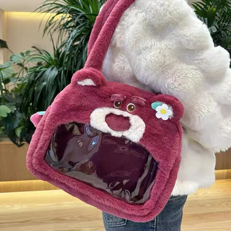 Disney Stitch Lotso Shoulder Bag Backpack Cute Anime Girl Plush Cartoon Kawaii Knapsack Student Bag Packet For Girl Gifts