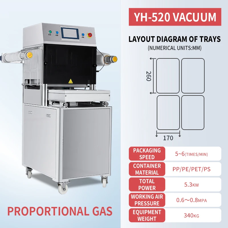Automatic Modified Atmosphere Packaging Machine CE for Meat Cooked Food MAP Tray Sealer Gas Flushing Custom