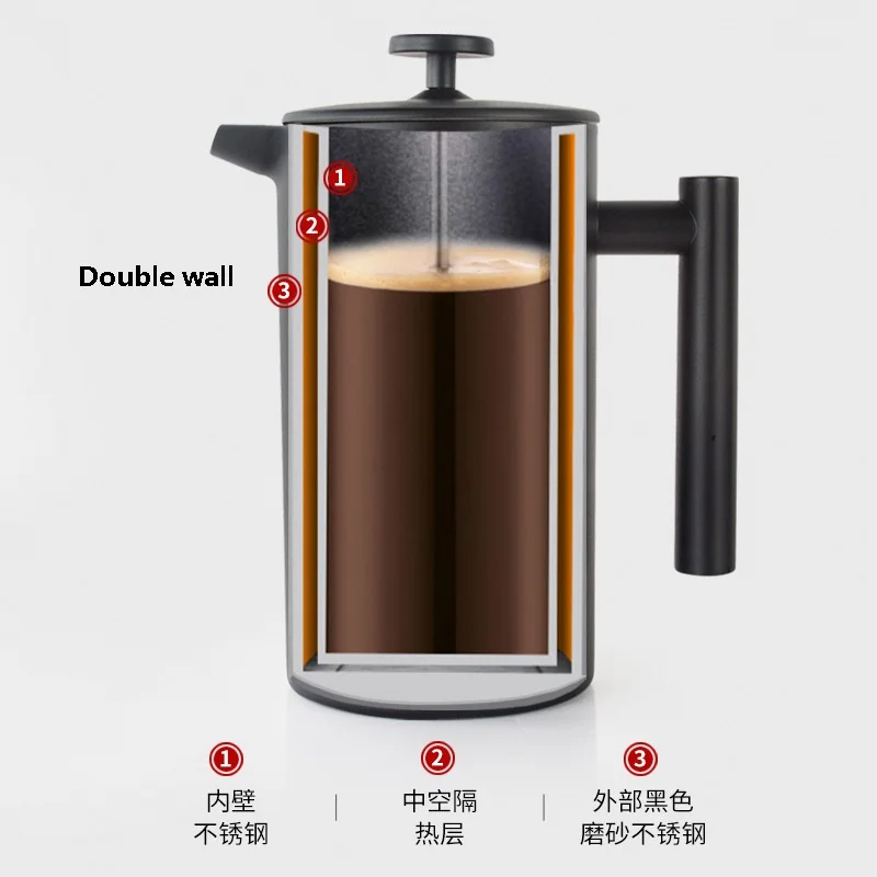 1000ml French Press Coffee Maker and Tea Pot Thermal Kettle Press Cafe Brewed Coffeeware Teaware Filter StrainerFree Shipping