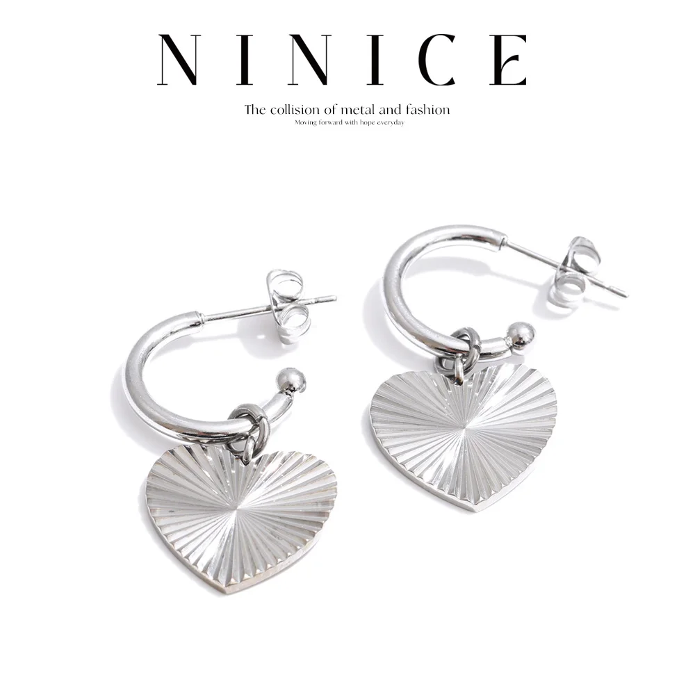 NiNice Edelstahl Herz Liebe Tropfen Ohrringe Valentinstag Geschenk Vielseitig Täglich Mode Charme Schmuck Großhandel