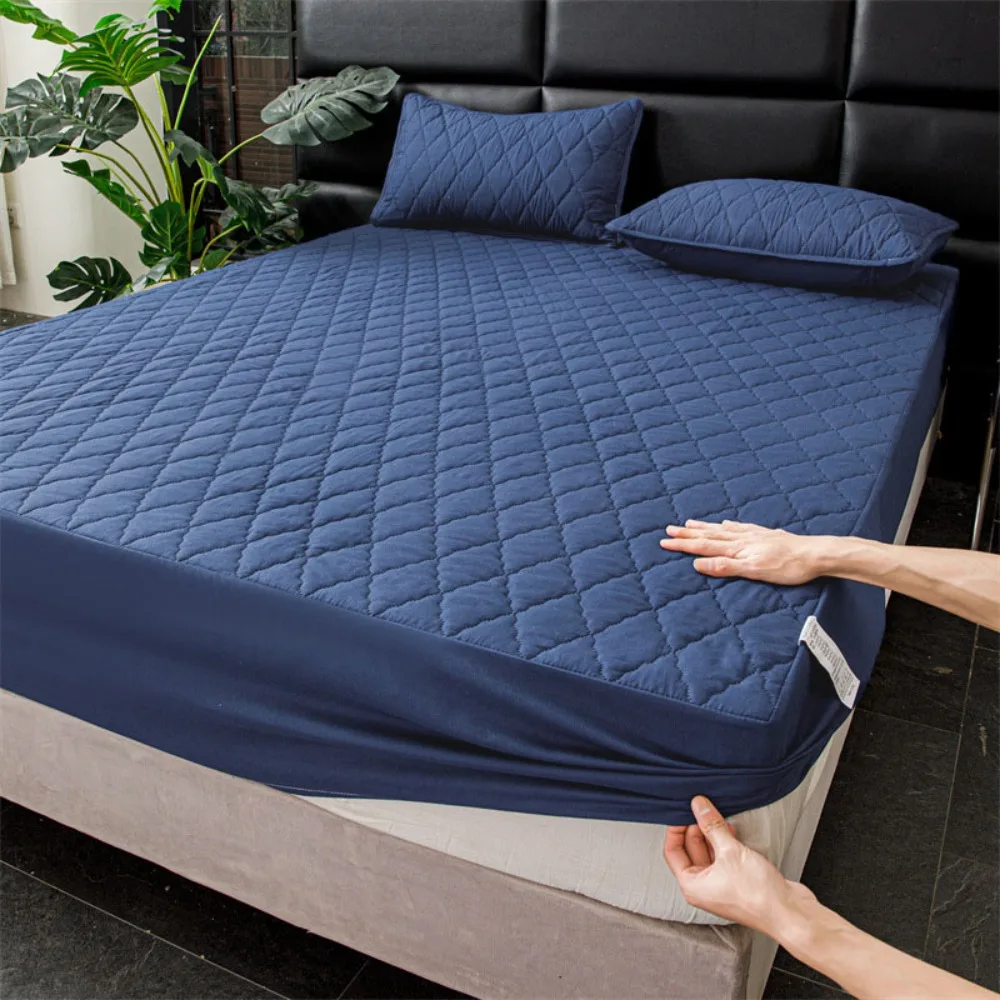 

Bed Cover Waterproof Mattress Cover Rhombus Lattice Pattern Solid Color Mattress Pad Elastic Dust Proof Bedspread Hotel