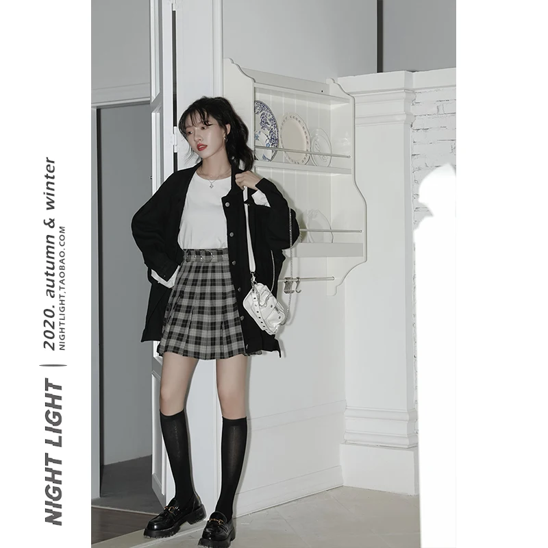 Jupe courte plissée à carreaux gothique pour femmes, Streetwear taille haute, Mini Harajuku Grunge, Hiver, Automne, Mode