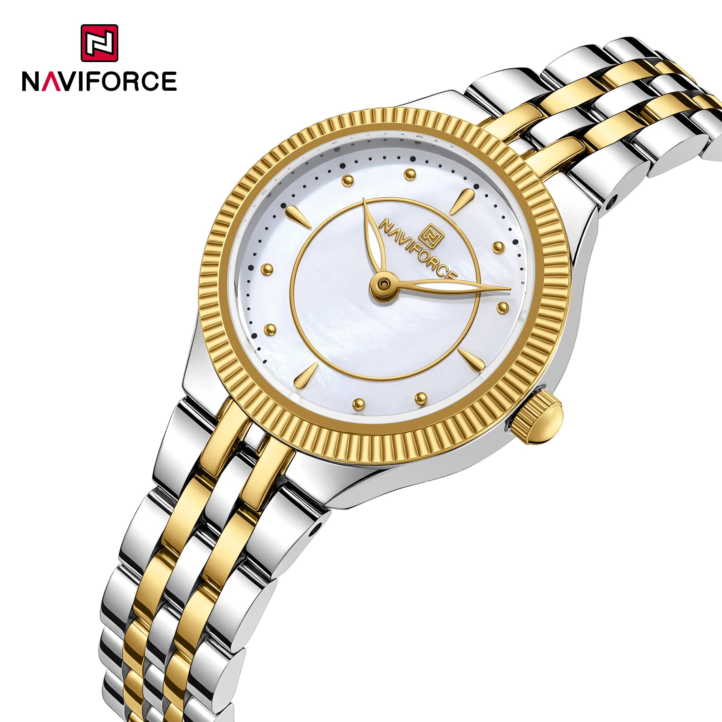 NAVIFORCE Brand Luxury Women's Watch Fashion Rhinestones Stainless Steel Quartz Watch Simple Elegant Ladies Watch Reloj Mujer