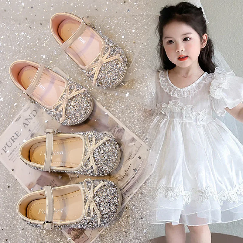 

Kids Flat Shoes with Simple Bow Sweet Girls Princess Shoes Fashion Versatile 2025 Autumn New Children Dance Shoes Elegant Trendy