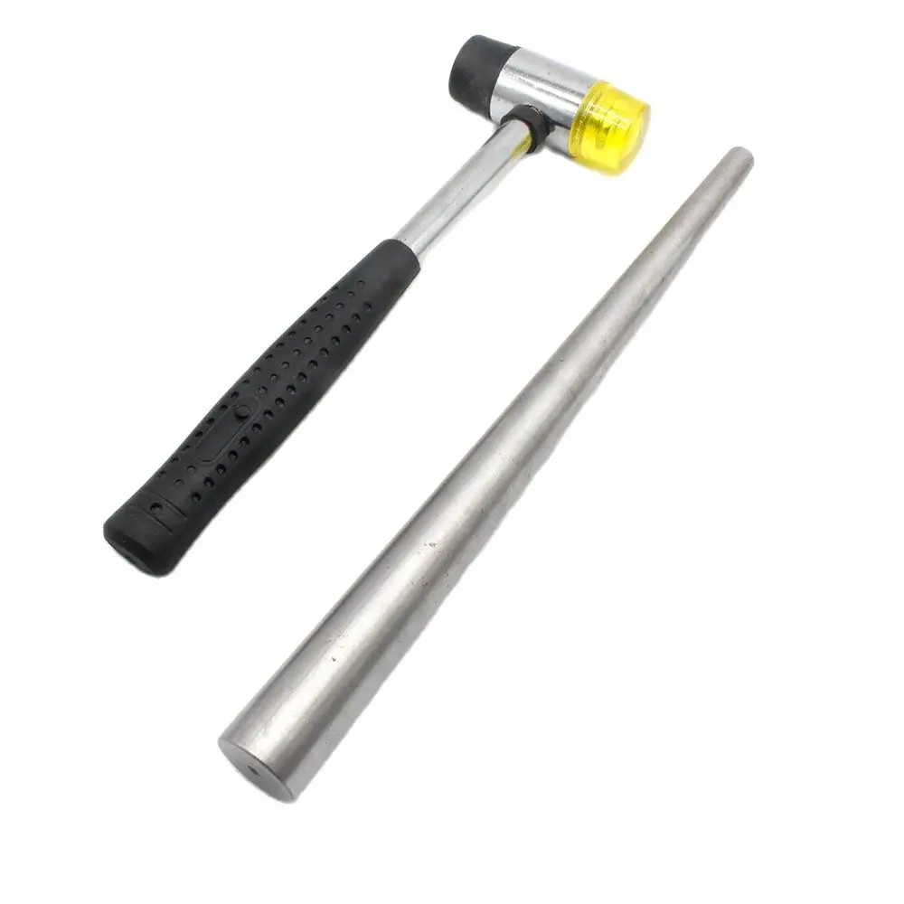 Steel Ring Mandrel with Rubber Hammer Mallet Jewelers Sizer Tool Jewelry Making Forming Kit