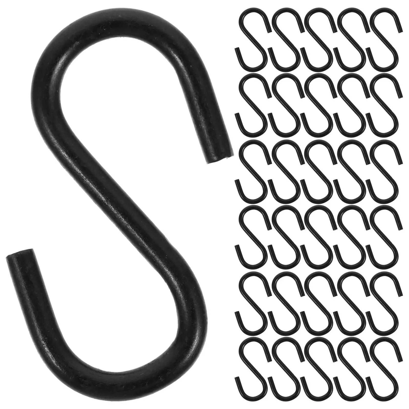 

100pcs S Hooks Metal Hanging Black Heavy Duty Home Wardrobe Bath Bedroom Travel Camping Reliable Punch Free Storage Hooks