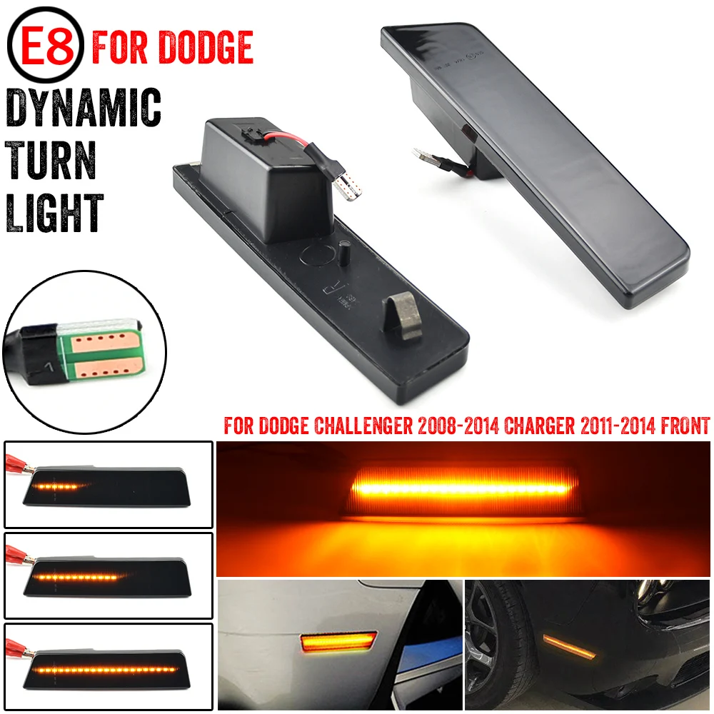 Para Dodge Challenger 2008-2014 marcador de guardabarros lateral LED delantero humo ámbar luz de señal de giro secuencial para Dodge Charger 2011-2014