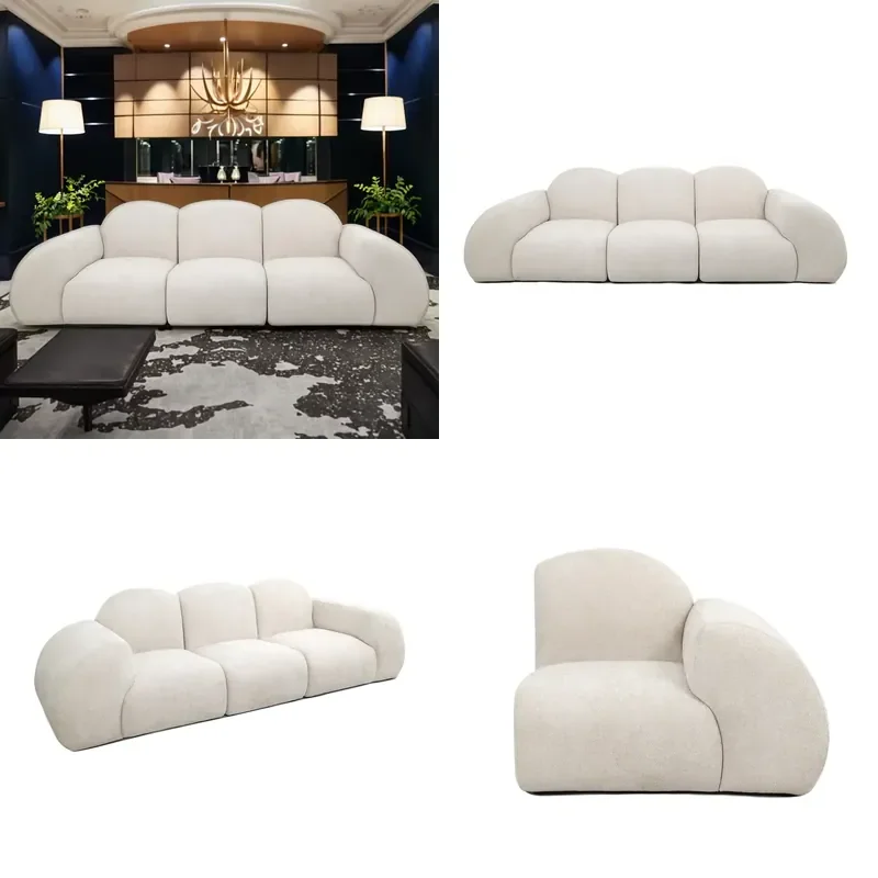 Modular Three-Seat Eco-Friendly Modern Design Rectangle Shape Sectional Sofa Removable Fabric Cover Sponge-Filled for Living