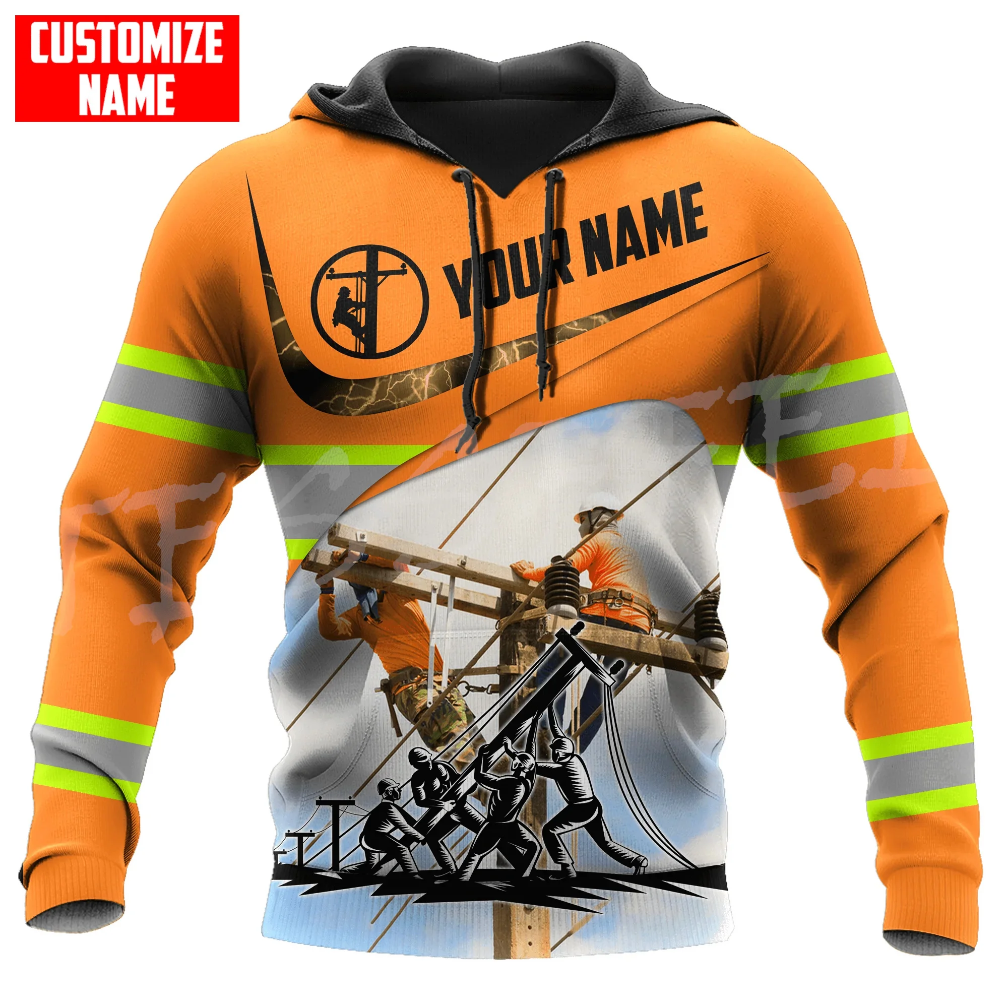 

Custom Name Electrician Lineman Worker Tattoo Tracksuit Retro 3DPrint Streetwear Pullover Harajuku Casual Funny Jacket Hoodies R