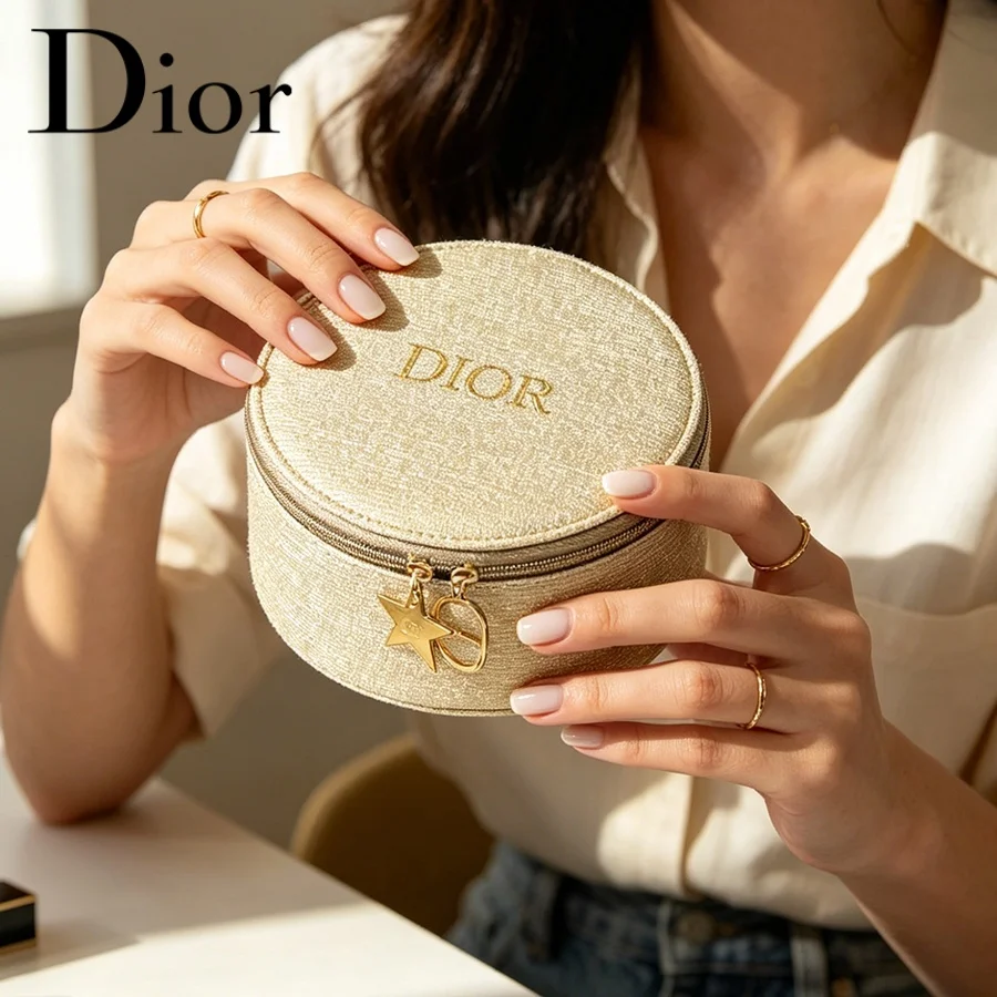 Christian Dior Dior’s Bag Women Round Cake Shaped Makeup Bag Multi-purpose Portable Lunch Box Storage Pouch Delicate All-season - view 2