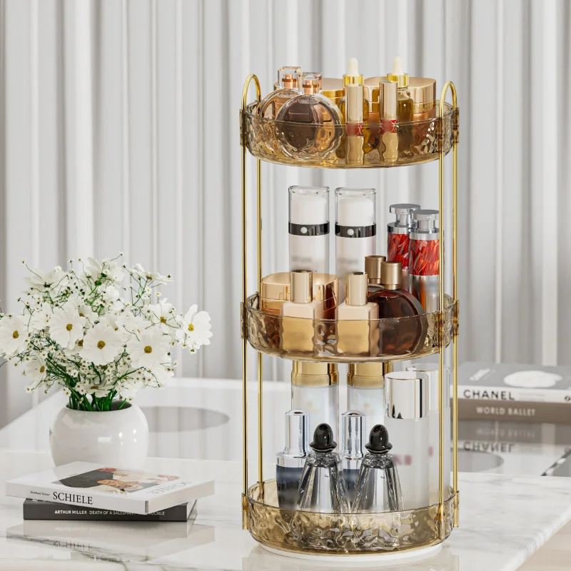 

Luxury Multi-layer Rotating Rack For Cosmetics And Office Supplies